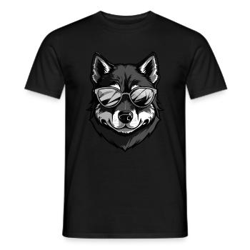 Husky Hund Hipster Cool Party - Männer T-Shirt - Schwarz - Vorne - AI Model Male 178 light (178cm)