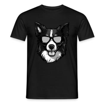 Border Collie Chien Hipster Cool Party - T-shirt homme - noir - Devant - AI Model Male 178 light (178cm)