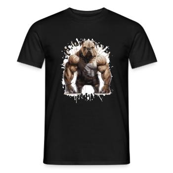 Bulldog Dog Muscles Bodybuilding - Men's T-Shirt - black - Front - AI Model Male 178 light (178cm)