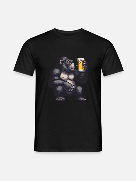 Gorilla Pixel Beer - Men's T-Shirt - black