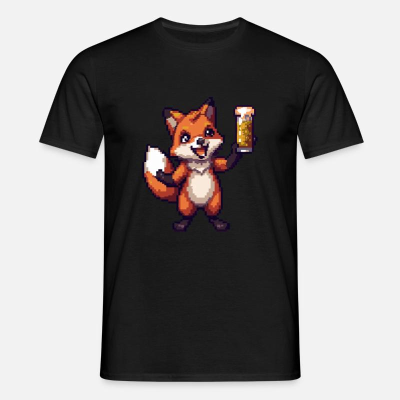 Fuchs Pixel Bier - Männer T-Shirt - Schwarz