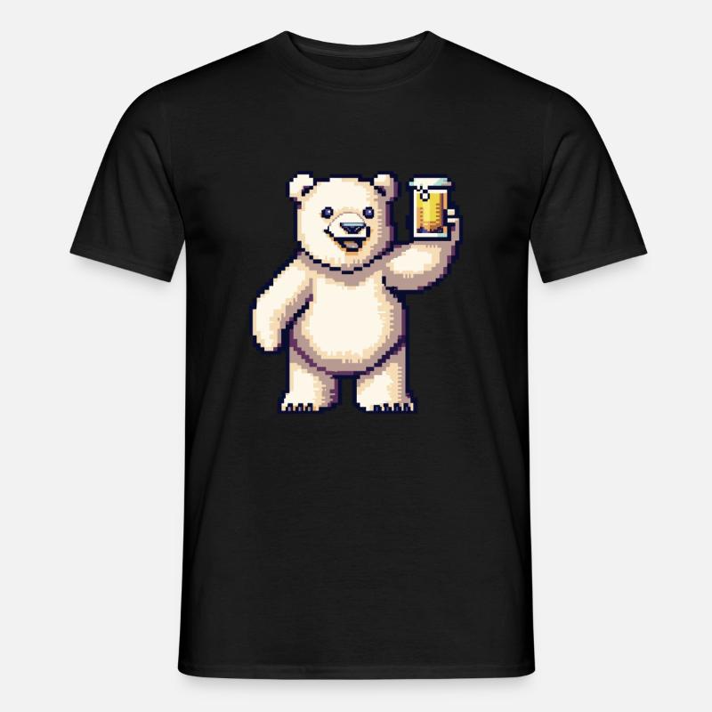 Eisbär Pixel Bier - Männer T-Shirt - Schwarz