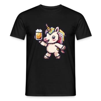 Einhorn Pixel Bier - Männer T-Shirt - Schwarz - Vorne - AI Model Male 178 light (178cm)