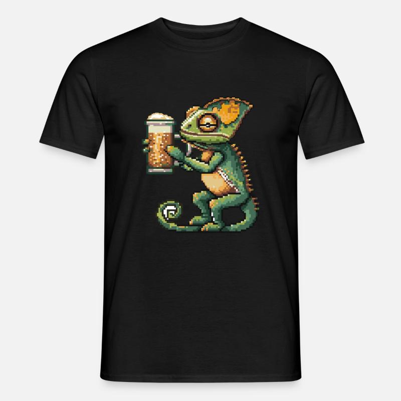 Chameleon Pixel Bier - Männer T-Shirt - Schwarz