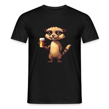 Bière Meerkat Pixel - T-shirt homme - noir - Devant - AI Model Male 178 light (178cm)