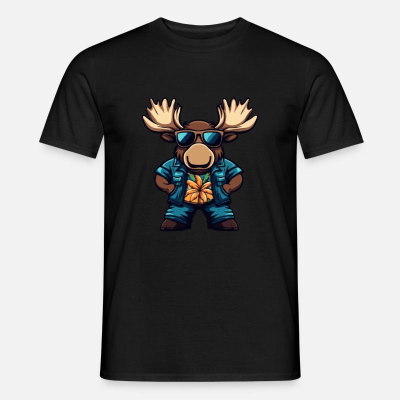 Elch Comic Lustig Sommer - Männer T-Shirt - Schwarz