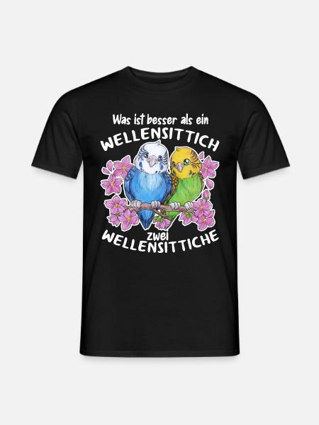 Was ist besser als ein Wellensittich, zwei Wellis - Männer T-Shirt - Schwarz