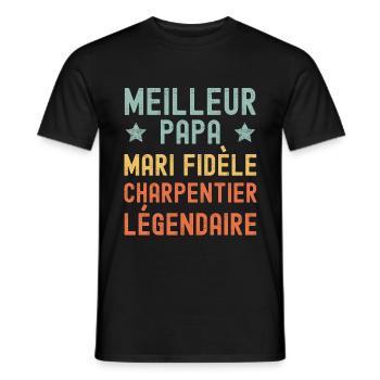 Mari Père Légendaire Charpentier Rétro Vintage - T-shirt homme - noir - Devant - AI Model Male 178 light (178cm)