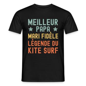 Mari Père Kitesurf Légende Rétro Vintage - T-shirt homme - noir - Devant - AI Model Male 178 light (178cm)