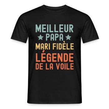 Mari père voile légende rétro vintage - T-shirt homme - noir - Devant - AI Model Male 178 light (178cm)