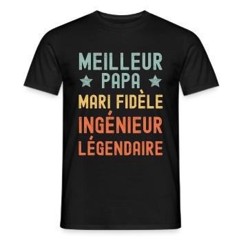 Mari Père Ingénieur Légendaire - T-shirt homme - noir - Devant - AI Model Male 178 light (178cm)