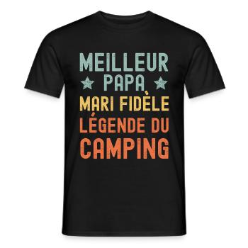 Mari Père Camping Légende Rétro Vintage - T-shirt homme - noir - Devant - AI Model Male 178 light (178cm)