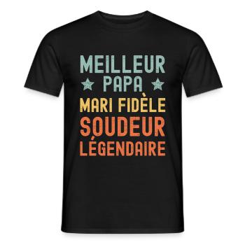 Mari Père Soudeur Légendaire rétro vintage - T-shirt homme - noir - Devant - AI Model Male 178 light (178cm)