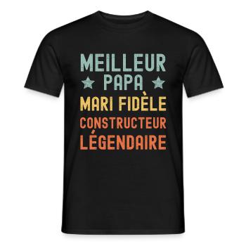 Mari Père Constructeur Légendaire retro vintage - T-shirt homme - noir - Devant - AI Model Male 178 light (178cm)