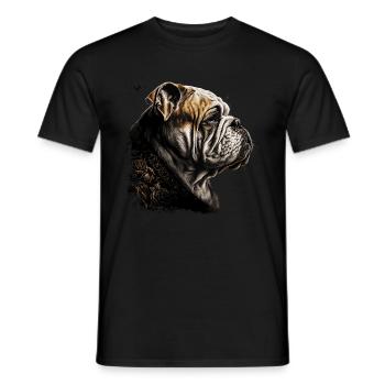 English Bulldog Art - Men's T-Shirt - black - Front - AI Model Male 178 light (178cm)