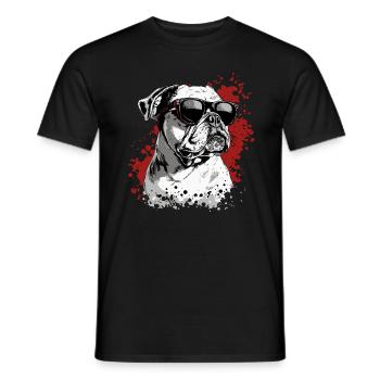 Bouledogue anglais cool avec lunettes de soleil - T-shirt homme - noir - Devant - AI Model Male 178 light (178cm)