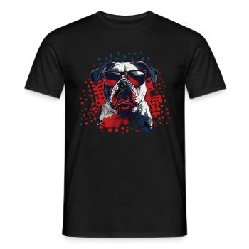 Bouledogue anglais cool avec lunettes de soleil - T-shirt homme - noir - Devant - AI Model Male 178 light (178cm)