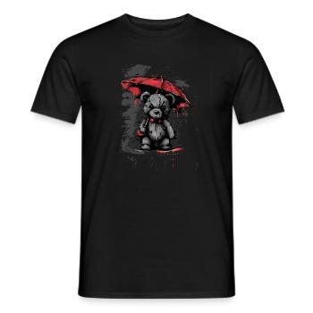Ours en peluche mignon avec parapluie - T-shirt homme - noir - Devant - AI Model Male 178 light (178cm)
