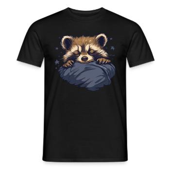 Dreaming raccoon - Men's T-Shirt - black - Front - AI Model Male 178 light (178cm)