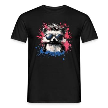 Hérisson drôle avec des lunettes de soleil - T-shirt homme - noir - Devant - AI Model Male 178 light (178cm)
