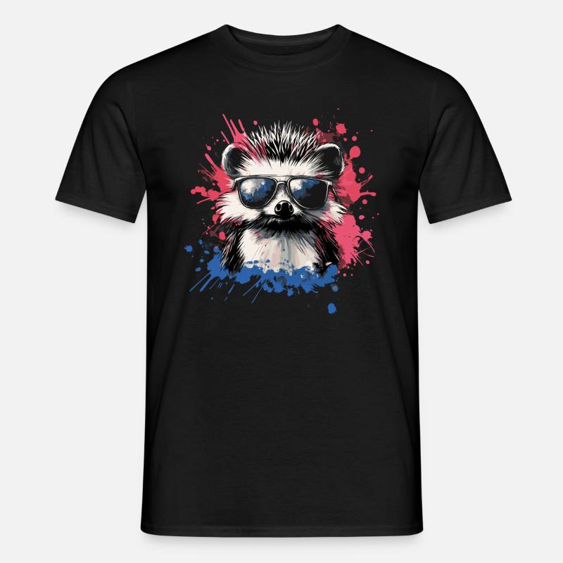 Lustiger Igel mit Sonnenbrille - Männer T-Shirt - Schwarz