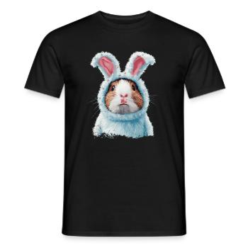 Cochon d’Inde en costume de lapin - T-shirt homme - noir - Devant - AI Model Male 178 light (178cm)