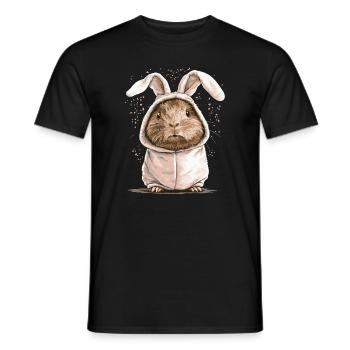 Cochon d’Inde en costume de lapin - T-shirt homme - noir - Devant - AI Model Male 178 light (178cm)