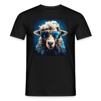 Cooles Schaf mit Sonnenbrille - Männer T-Shirt - Schwarz - Vorne - AI Model Male 178 light (178cm)