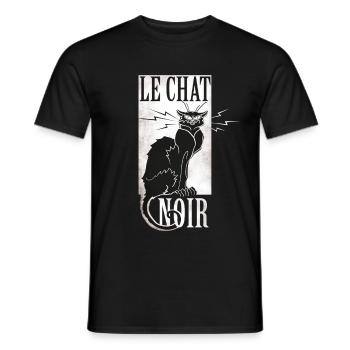 le chat noir schwarze katze grunge französisch - Männer T-Shirt - Schwarz - Vorne - AI Model Male 178 light (178cm)