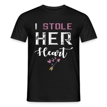 I Stole Her Heart Couple Tshirt - Men's T-Shirt - black - Front - AI Model Male 178 light (178cm)