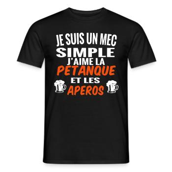J'aime la pétanque et les apéros. Cadeau humour - T-shirt homme - noir - Devant - AI Model Male 178 light (178cm)