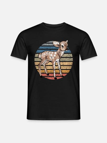 Reh Hirsch Rehkitz Sunset Kinder Waldtier Geschenk - Männer T-Shirt - Schwarz