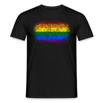 Drapeau arc-en-ciel Look utilisé - T-shirt homme - noir - Devant - AI Model Male 178 light (178cm)