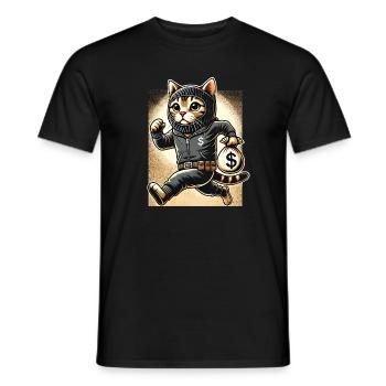 Big Cat - Funny Cartoon Design - Men's T-Shirt - black - Front - AI Model Male 178 light (178cm)