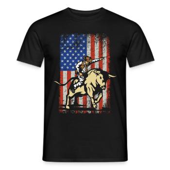 Rodeo Bull Rider drapeau américain cadeau - T-shirt homme - noir - Devant - AI Model Male 178 light (178cm)