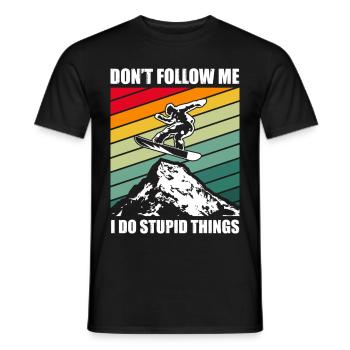 Snowboard Spruch – Don’t Follow Me - Männer T-Shirt - Schwarz - Vorne - AI Model Male 178 light (178cm)