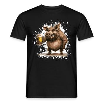 Pork Beer Wild Boar - Men's T-Shirt - black - Front - AI Model Male 178 light (178cm)