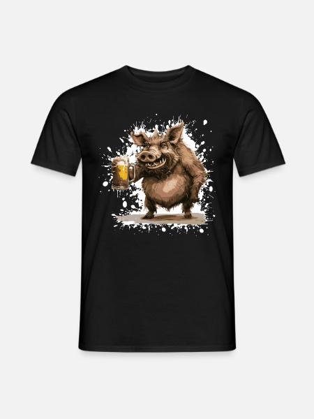 Schwein Bier Wildschwein - Männer T-Shirt - Schwarz