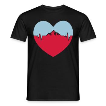 j'aime les montagnes coeur pulsé - T-shirt homme - noir - Devant - AI Model Male 178 light (178cm)