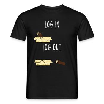 Informatik Witz Log In Log Out Nerd Büro Geschenk - Männer T-Shirt - Schwarz - Vorne - AI Model Male 178 light (178cm)