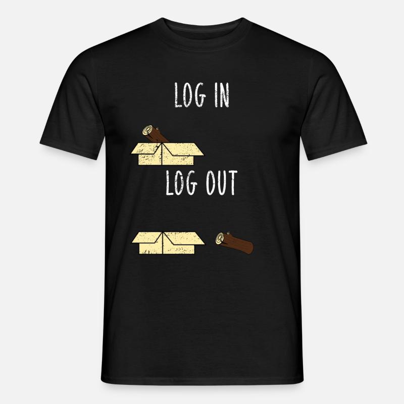 Informatik Witz Log In Log Out Nerd Büro Geschenk - Männer T-Shirt - Schwarz