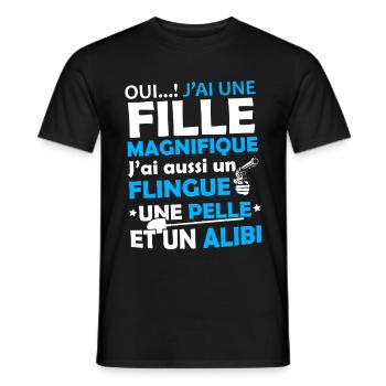 T-shirt pour Père - J'ai une Fille Magnifique - T-shirt homme - noir - Devant - AI Model Male 178 light (178cm)