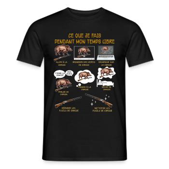 Chasse sanglier, chasseur - T-shirt homme - noir - Devant - AI Model Male 178 light (178cm)