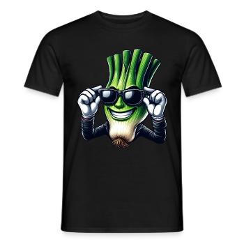 Cool Spring Onion Cartoon Comic Style - Men's T-Shirt - black - Front - AI Model Male 178 light (178cm)