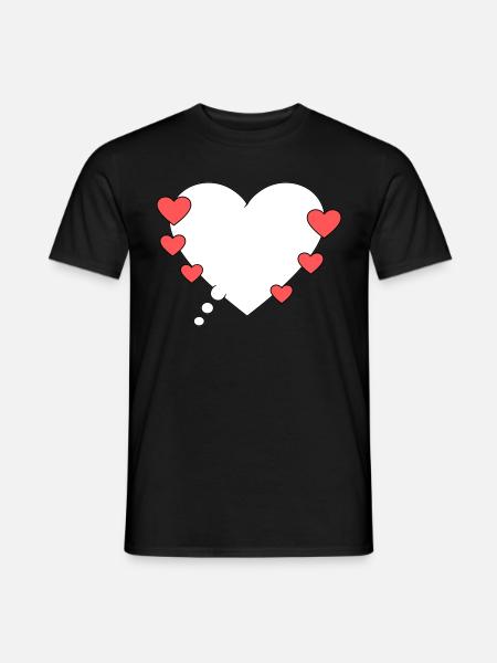 Denkblase mit Herzen - Männer T-Shirt - Schwarz