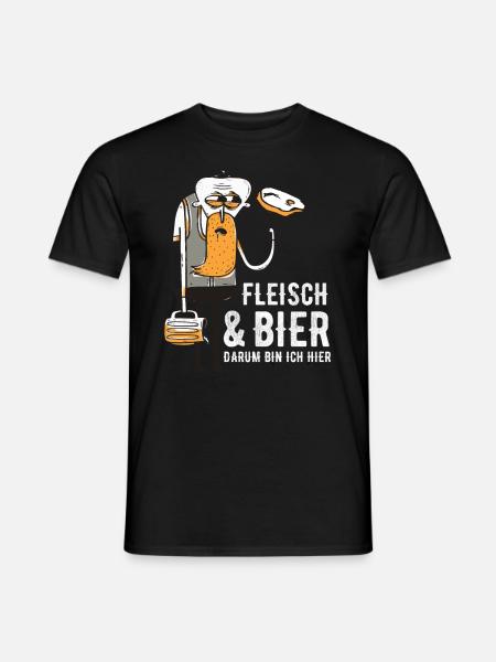 Fleisch Bier Steak Grillen - Männer T-Shirt - Schwarz