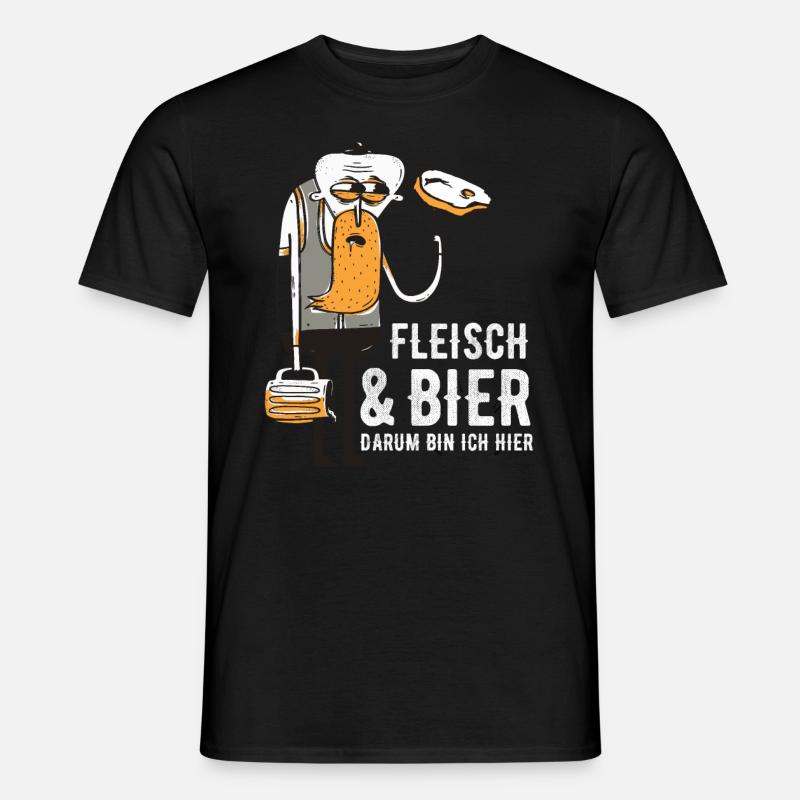 Fleisch Bier Steak Grillen - Männer T-Shirt - Schwarz