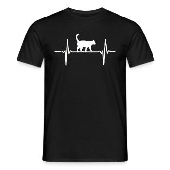 Battement de coeur chat chats gueule de bois chat domestique - T-shirt homme - noir - Devant - AI Model Male 178 light (178cm)