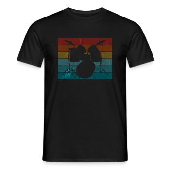 Drums Retro Drummer Vintage - Men's T-Shirt - black - Front - AI Model Male 178 light (178cm)