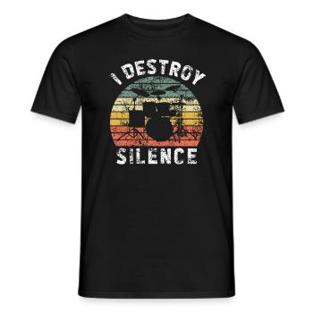 Batterie I Destroy Silence Retro Grunge Vintage - T-shirt homme - noir - Devant - AI Model Male 178 light (178cm)